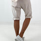 Kurze Baggy mit breiten Nähten - beige