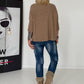 Strickpullover mit Turtleneck - taupe