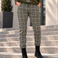 Hose im Karo-Look - oliv-mehrfarbig
