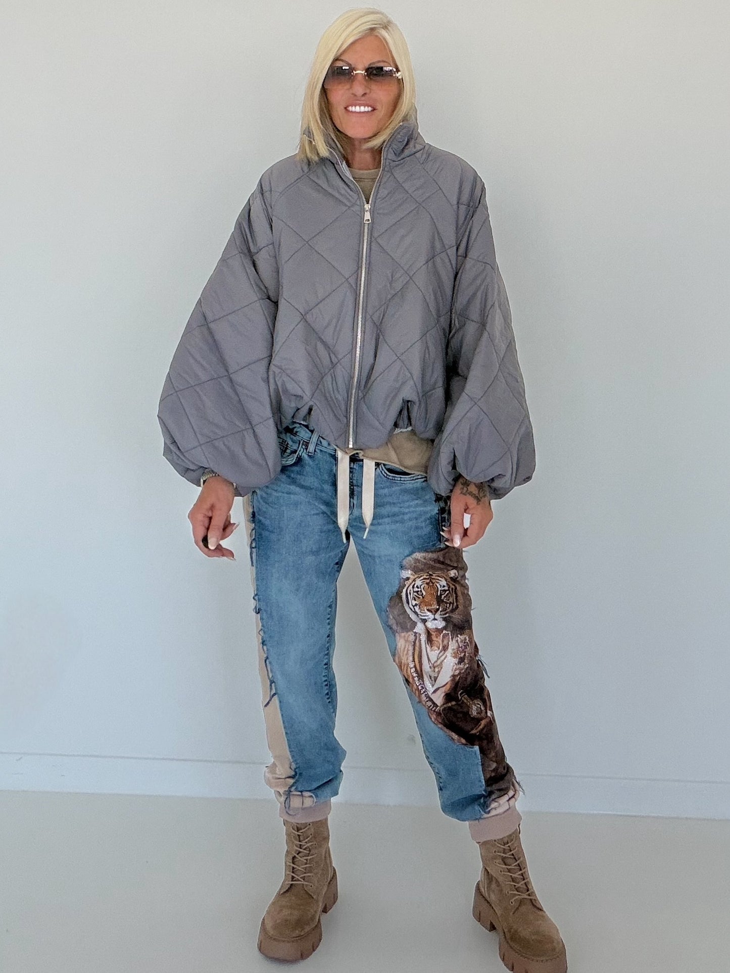 Jacke mit Puffärmelchen - grau