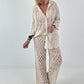 Ibiza Bluse mit aufwendigen Details - beige