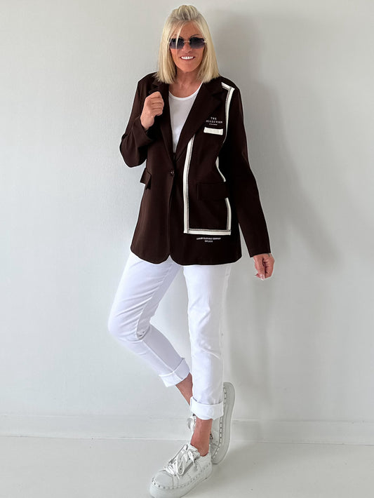 Blazer mit Statement Patch - mokka
