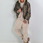 2 in 1 Jacke mit Leo-Print - oliv