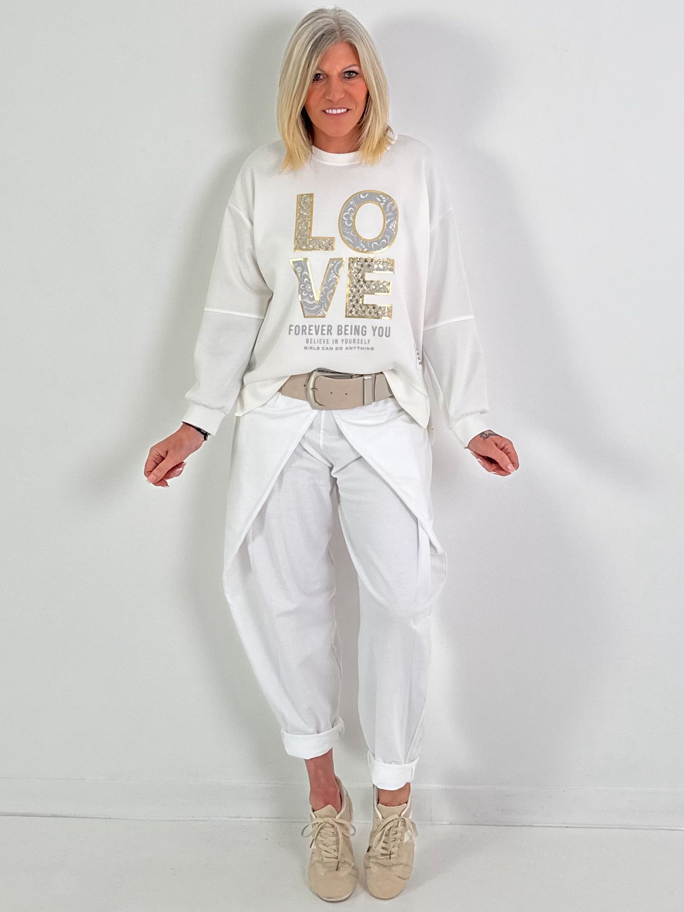 Casual broek met een wikkelmodel - wit