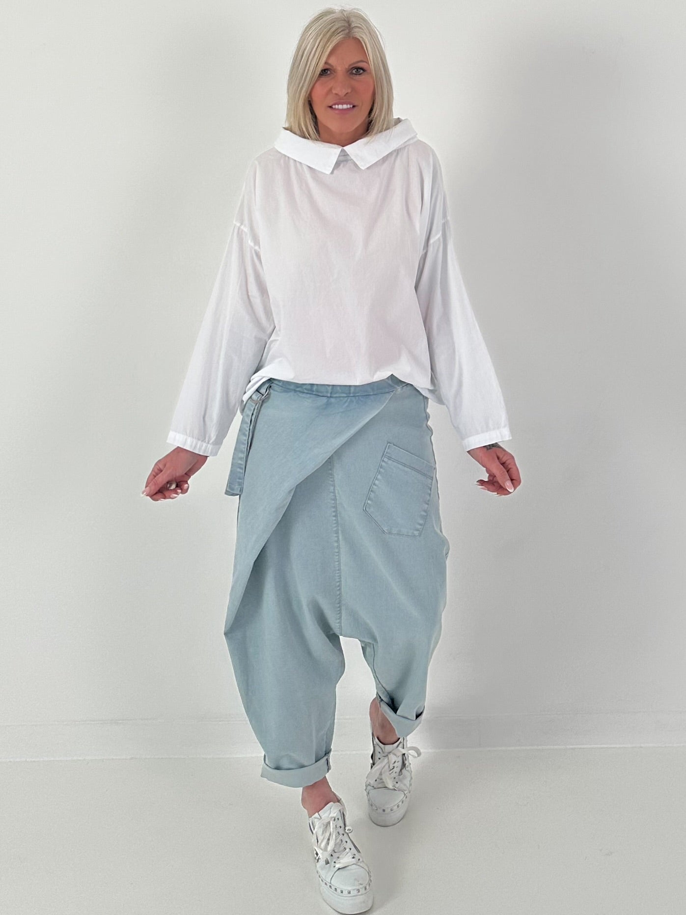 Tunika mit Bubikragen - weiss