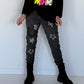 Hose im Materialmix - used-black