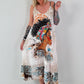 Luftiges Kleid mit verstellbaren Trägern - weiss-leo-mehrfarbig