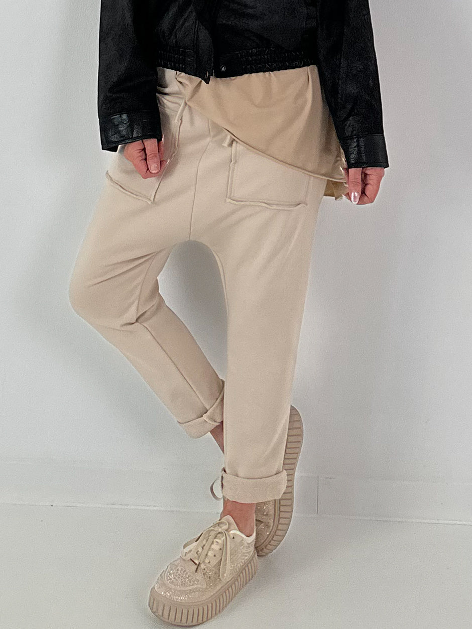 Sweatshirt Baggy mit aufgesetzten Taschen - beige