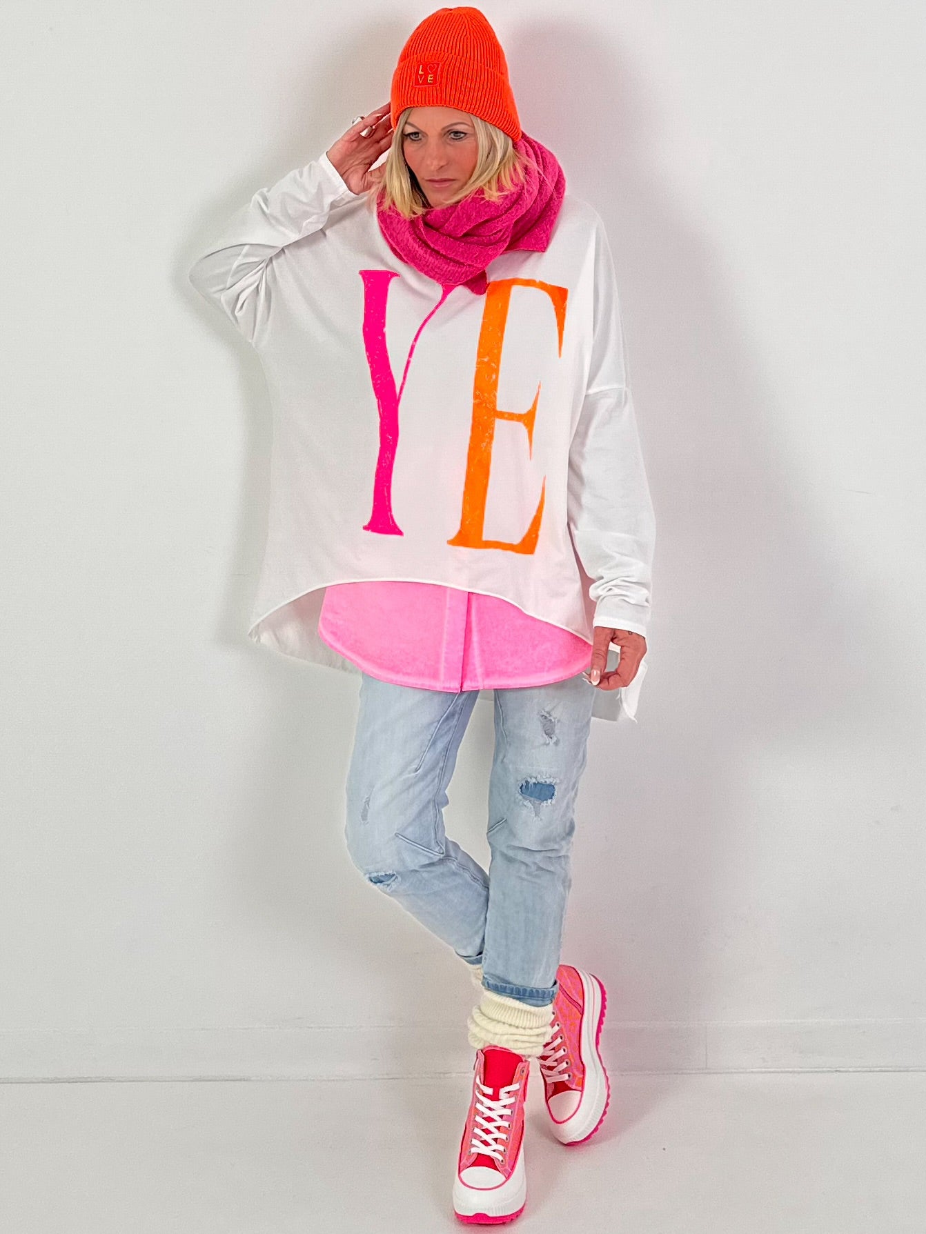 High sneaker model "Cat Boost" - leo-neon pink