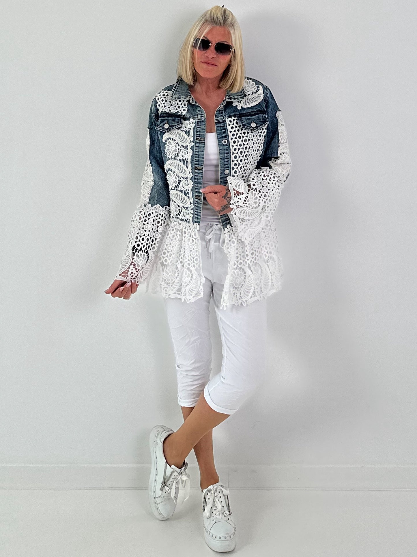 Ibiza Jeansjacke mit aufwendigen  Details - denim-weiss