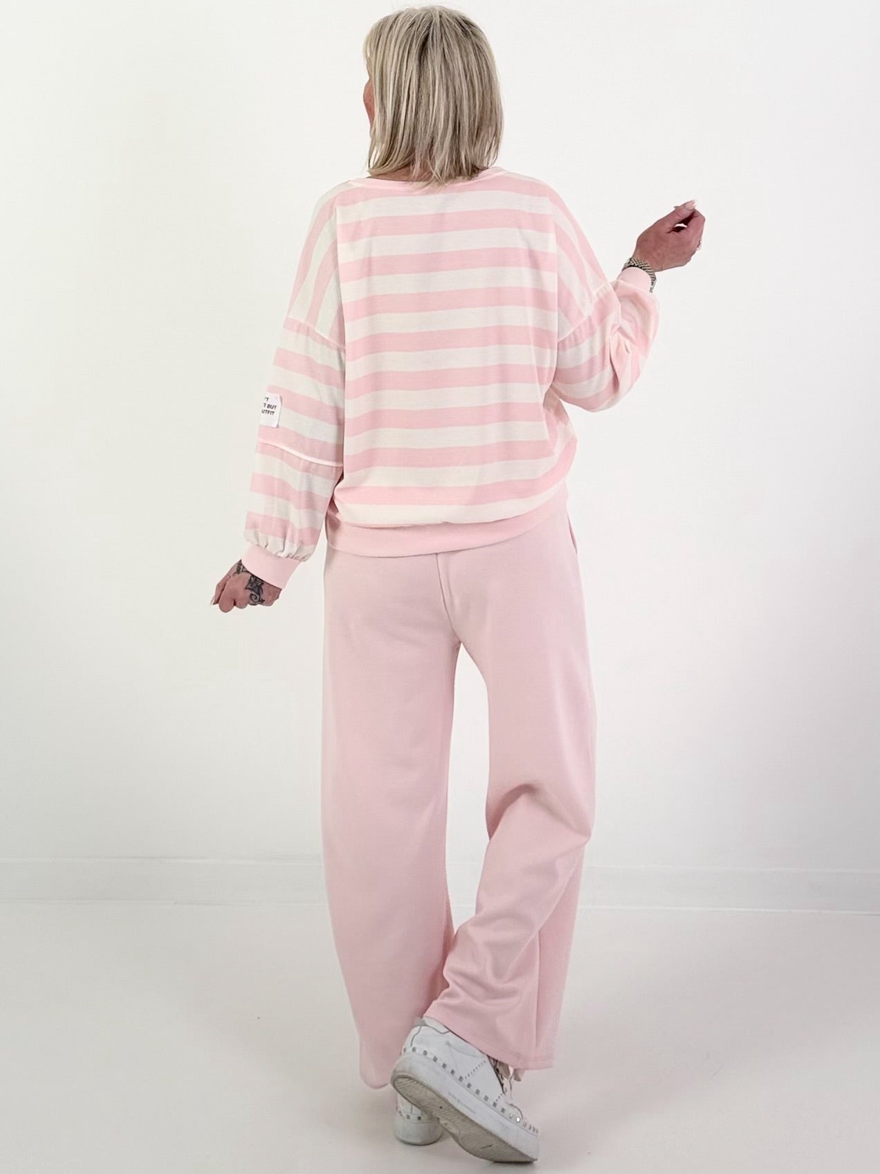 Zweiteiler mit Streifen - rosa-weiss