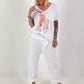 T-shirt with shoe print and glitter details - white-pink