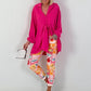 Lange blouse met strikband - roze