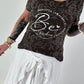 T-Shirt mit transparenten Pailletten - schoko