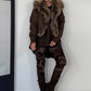 Jacke mit kuscheligem Fellkragen - mokka