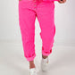 Boyfriend Hose mit Herzknöpfen - neonpink