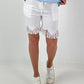 Kurze Hose mit fransigem Abschluss - weiss