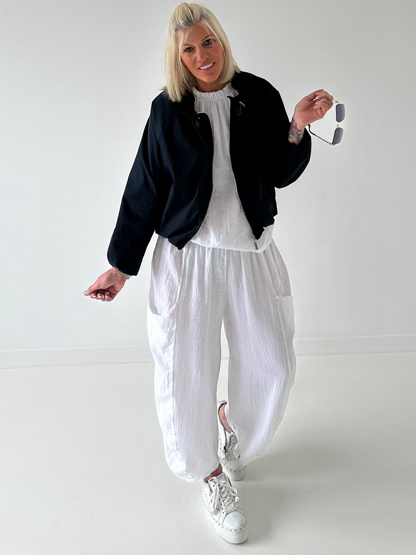 Ballon Jacke mit raffiniertem Kragen - dunkelblau