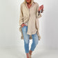 Oversized blouse met ruches – beige