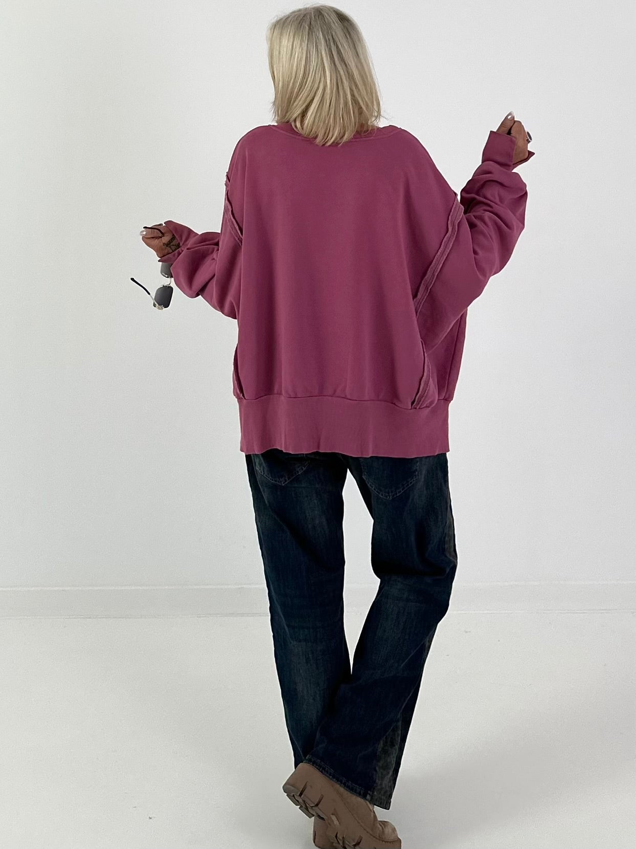Sweatshirt with happy print - berry