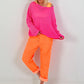 Crochet jumper with back cut-out - neon pink