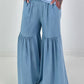 Jeans with wide flounce - light blue