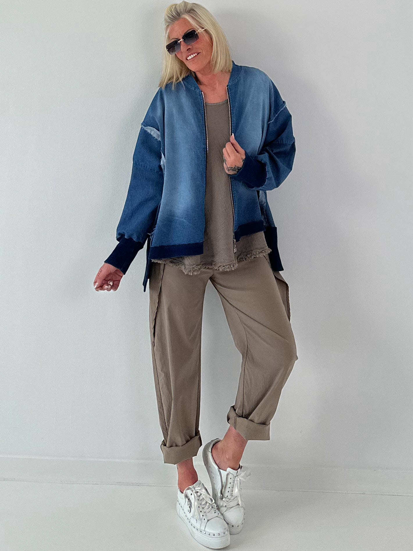 Oversized Jeansjacke - dunkelblau