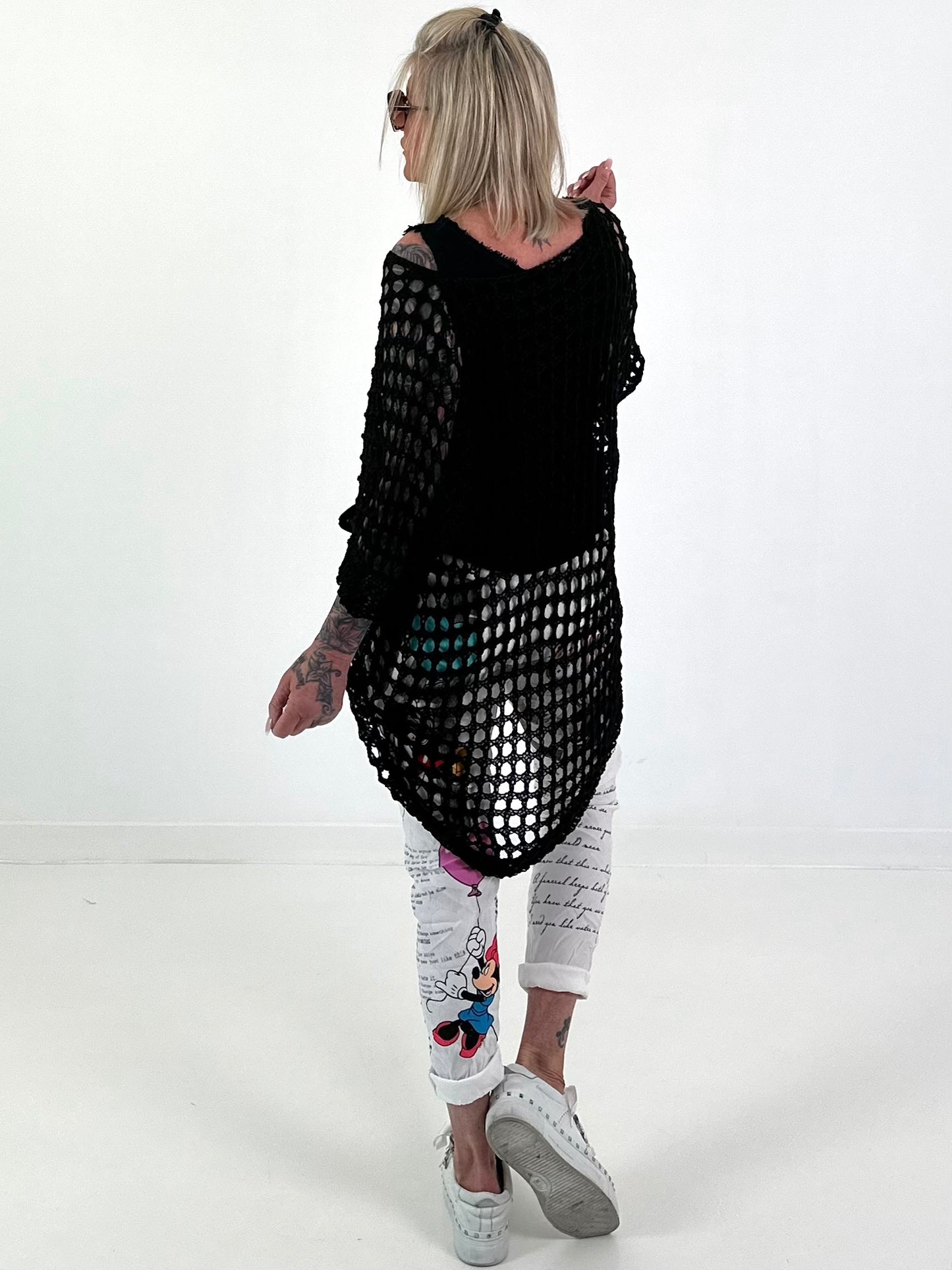 Trousers with print mix and comic motifs - white-grey-multicoloured
