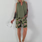 Ballon Blusen Top mit V-Neck - khaki