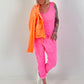 Short jacket with back print - neon orange