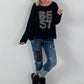 Oversized sweatshirt met gedetailleerde afwerking - zwart