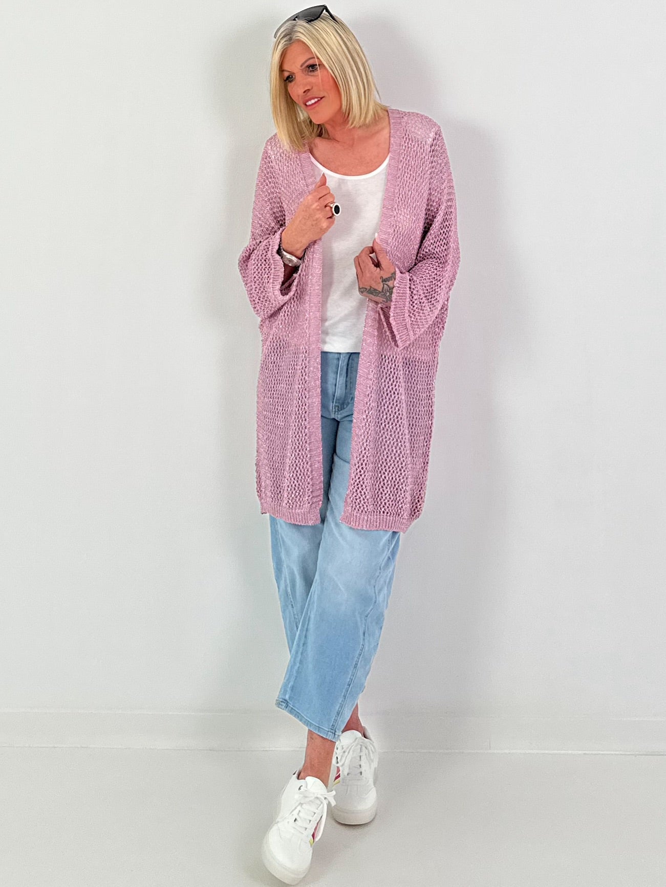 Häkeljacke mit Lurex - rosa