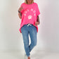 Oversized T-Shirt Dog Mom - neon pink