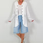 Oversized Leinen-Military Blazer - weiss