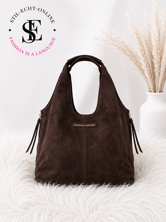 Tasche in Wildleder-Optik - mokka