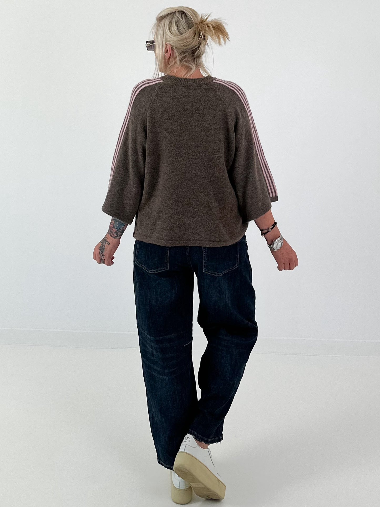Pullover mit halbem Arm - taupe