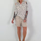 Linen Shirt with Off-Shoulder Cut-Outs Leo - beige