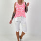 Leo Rhinestone Detail Tank Top - white multi