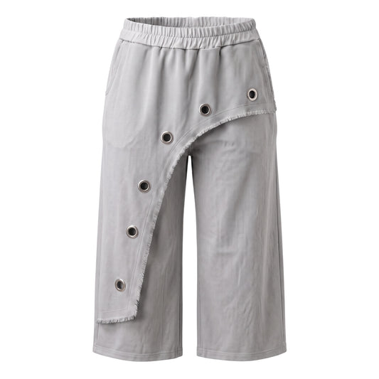 Hose mit Overlay und Metallösen - hellgrau