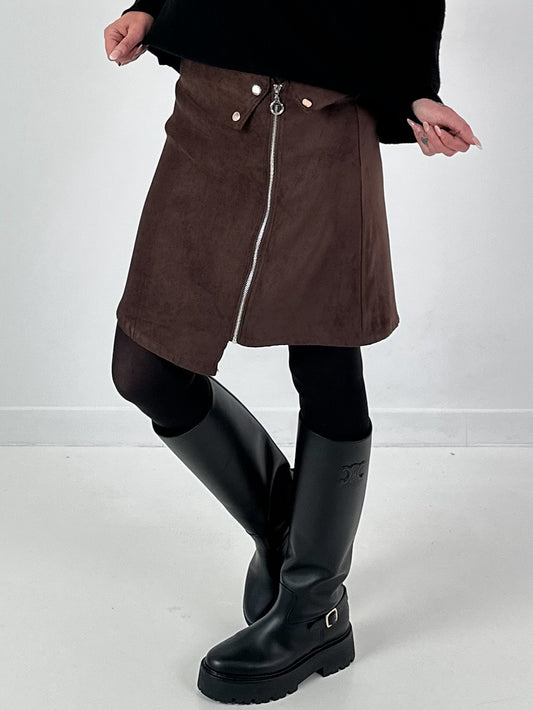 Rock in Wildlederoptik Modell "Zip Line" - schoko