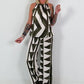 Two-piece with graphic pattern - khaki-white