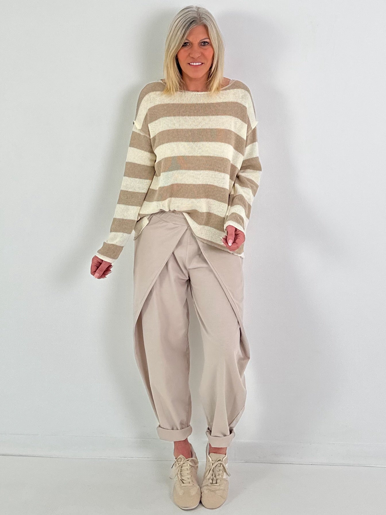 Pullover mit Streifen - beige-taupe ( lieferbar ab 30.01.26)