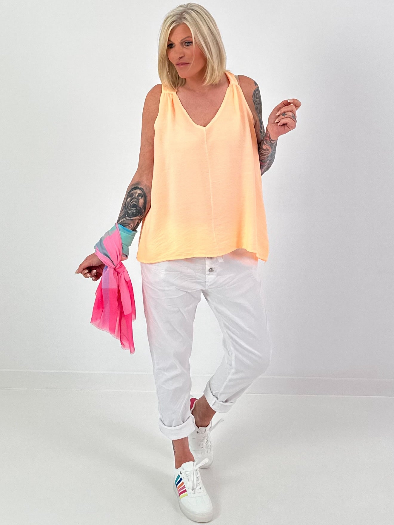 Top with open back - neon orange