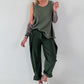 Grobes Leinen/Baumwoll Top - oliv