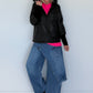 Jacke mit Strickarm und Kapuze - schwarz