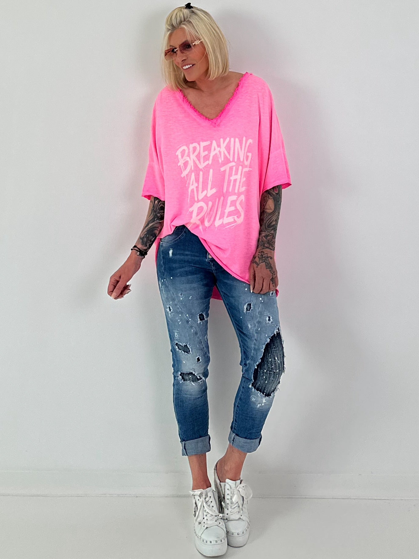 Oversized Shirt Breaking Rules - neon pink