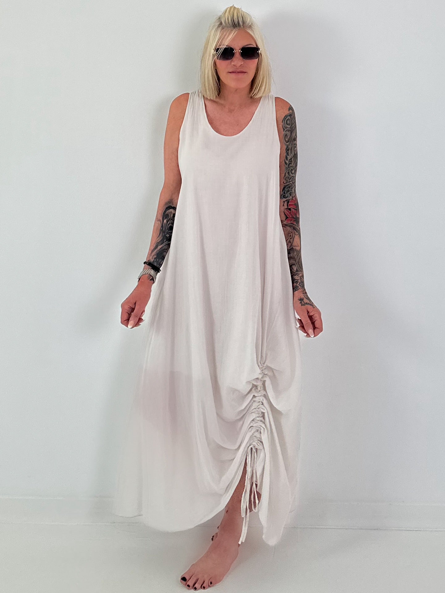 Sommerkleid mit Raff-Detail - beige