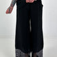 Wide-leg linen trousers - black