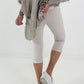 Capri Hose mit Bindeband - beige
