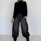 Jeans-Pumphose im Allover-Leoprint mit Gürtel - used-black ( lieferbar ab ca.09.10.26)